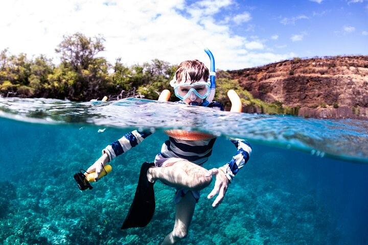 The shallow & crystal clear waters of Kealakekua Bay are the perfect place for kids to snorkel & see fish up close!